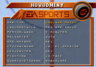 Elitserien 96 screenshot 3 for Sega Mega Drive